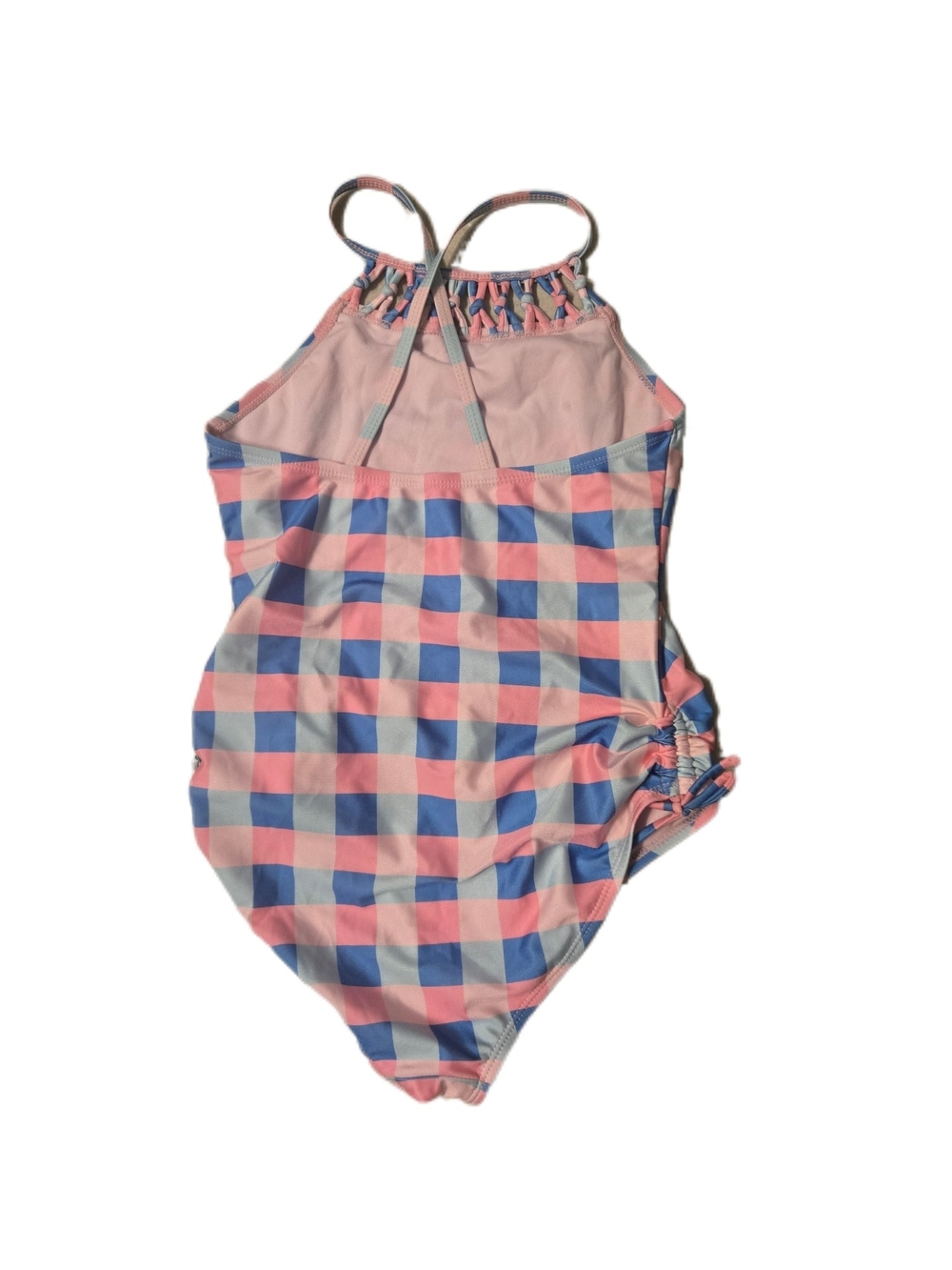 Kids Pink & Blue Check One-Piece Swimsuit - Picture 2 of 4